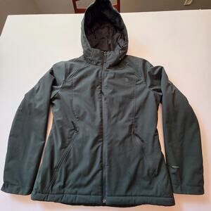 North Face Apex Hood Jacket Womens Large Green Outdoor Windwall Primaloft